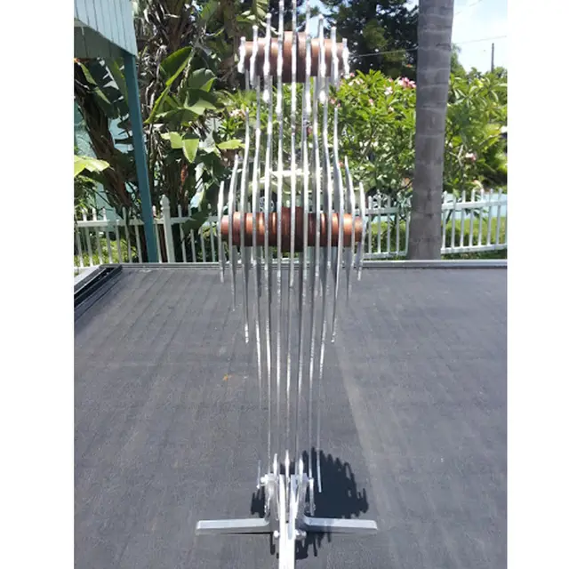 Modern Outdoor Abstract Stainless Steel Seahorse Garden Sculpture seen from another angle
