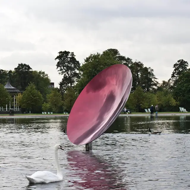 Mirror Polished Large Hollow Stainless Steel Round Ball seen from another angle