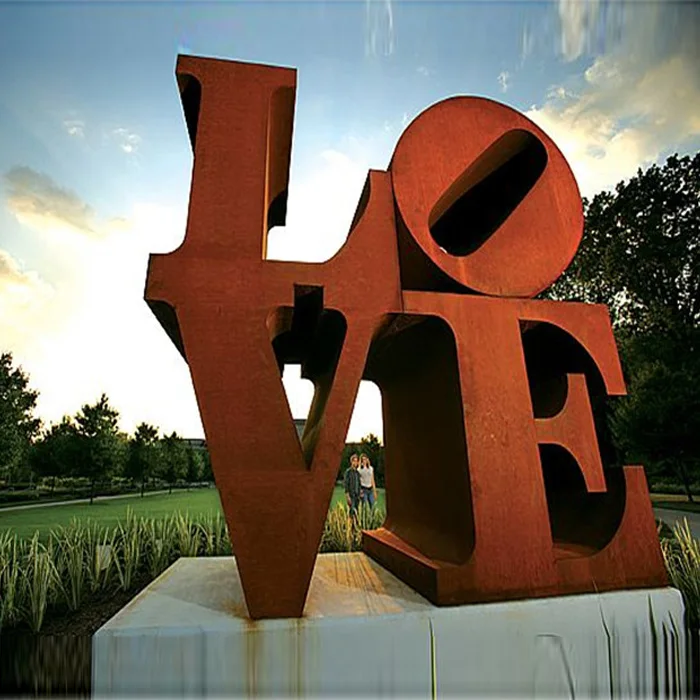 Modern Outdoor Corten Steel Love Sculpture