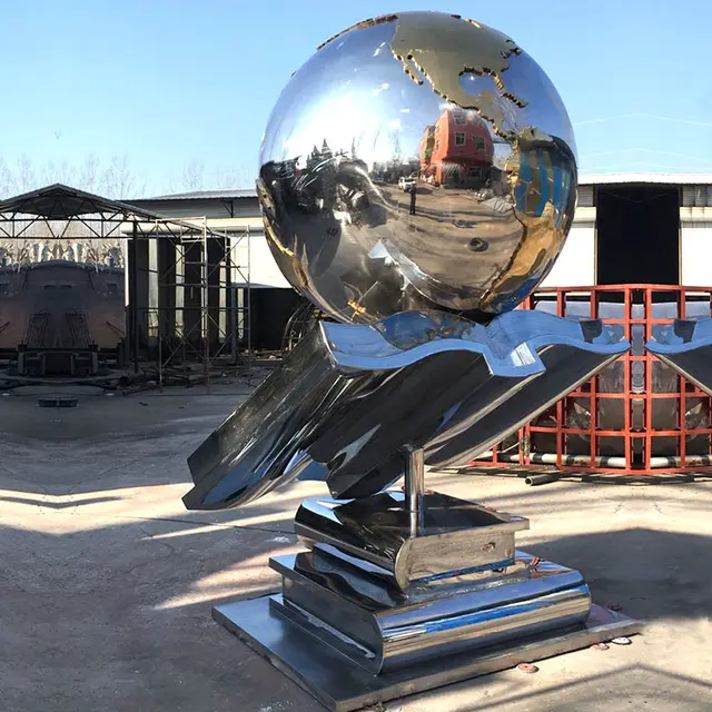 Large Metal campus Learning Knowledge stainless steel Book sculpture seen from another angle
