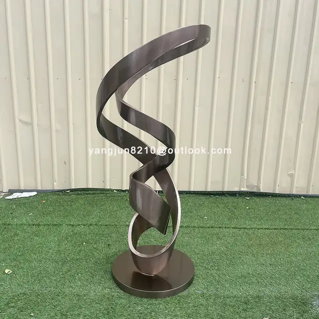Modern Simple Stainless Steel Light Luxury Ribbon Sculpture Hotel Exhibition Hall Metal Decoration Floor Ornaments Craft