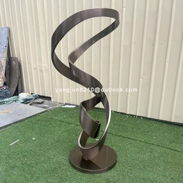 Modern Simple Stainless Steel Light Luxury Ribbon Sculpture Hotel Exhibition Hall Metal Decoration Floor Ornaments Craft