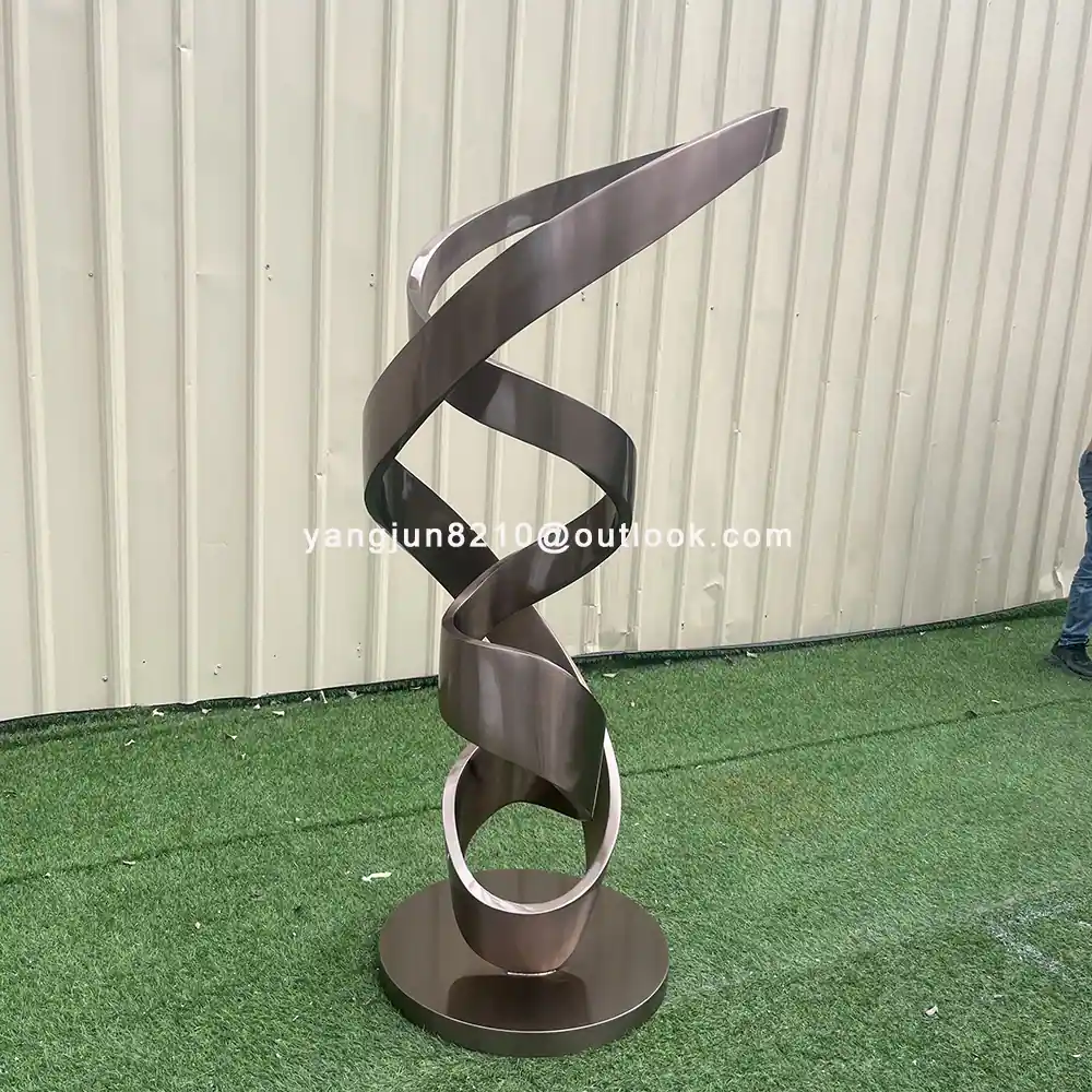 Modern Simple Stainless Steel Light Luxury Ribbon Sculpture Hotel Exhibition Hall Metal Decoration Floor Ornaments Craft