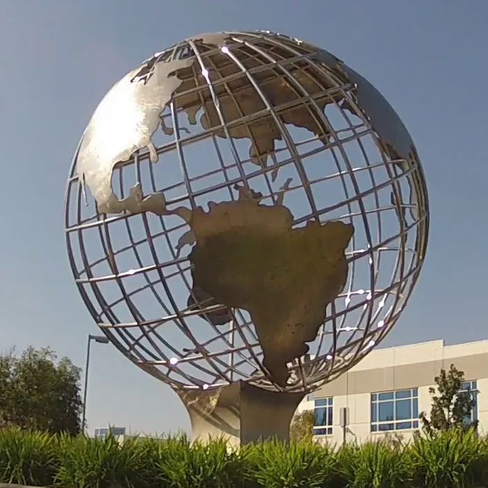 Modern Stainless Steel Large Outdoor Metal Globe Sculpture