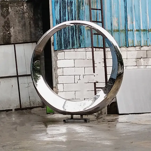 Professional garden decoration outdoor stainless steel tree sculpture from the side