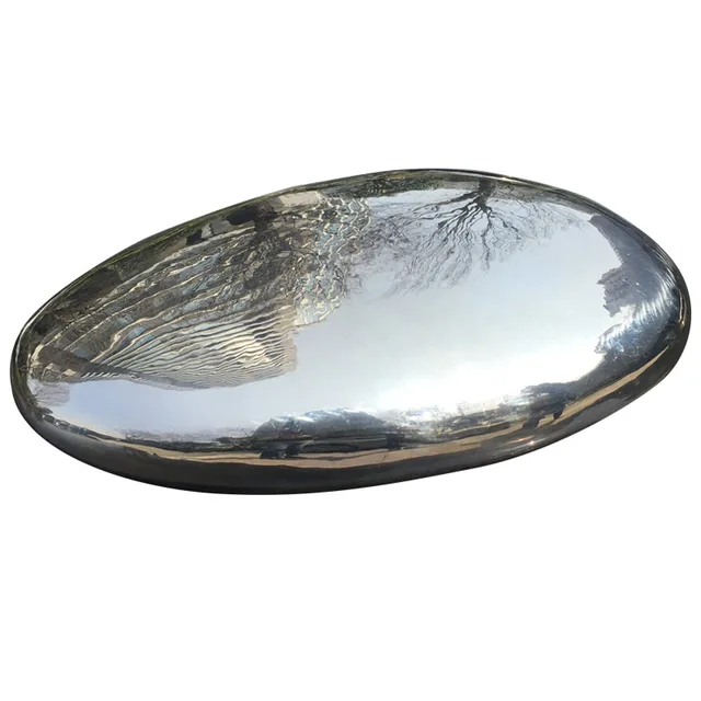 Large stainless steel sculpture—Stone in close view