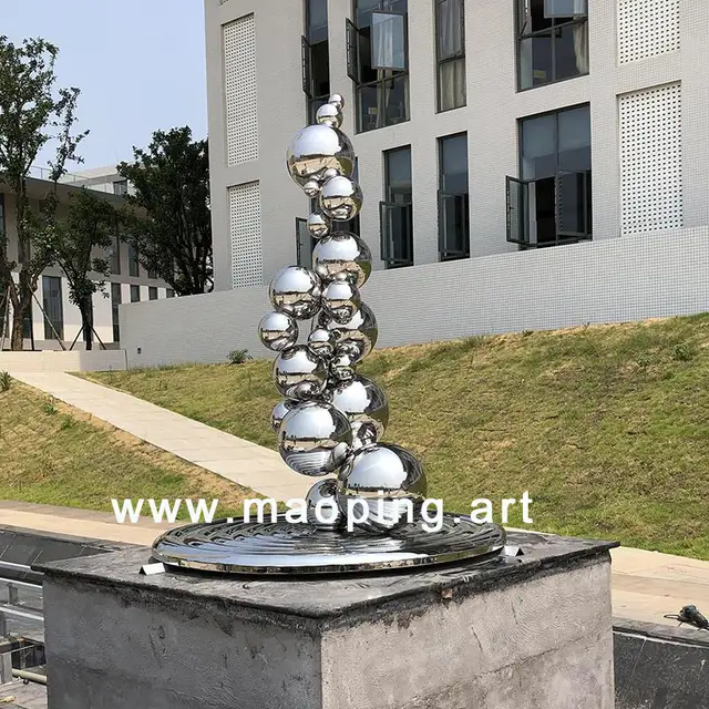 Outdoor art decorations mirror polished sphere sculpture seen from another angle
