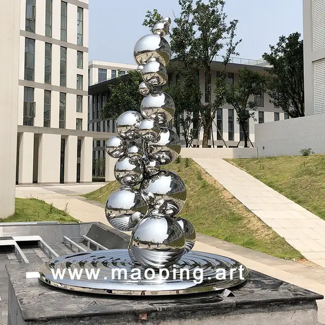 Outdoor art decorations mirror polished sphere sculpture