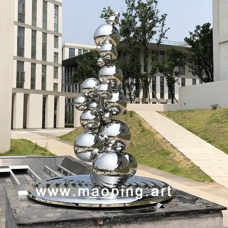 Outdoor art decorations mirror polished sphere sculpture