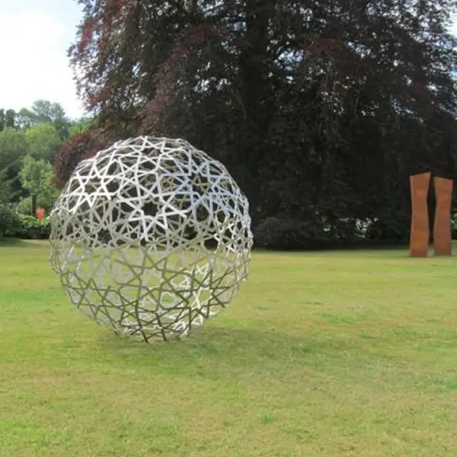 120cm Garden Hollow Ball Stainless Steel Sculpture from the side