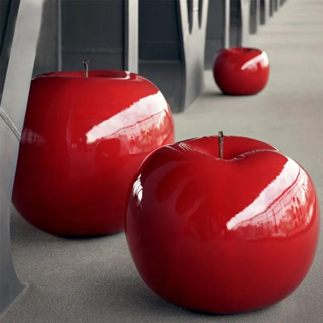 Red Strawberry Large Stainless Steel Garden Statue seen from another angle