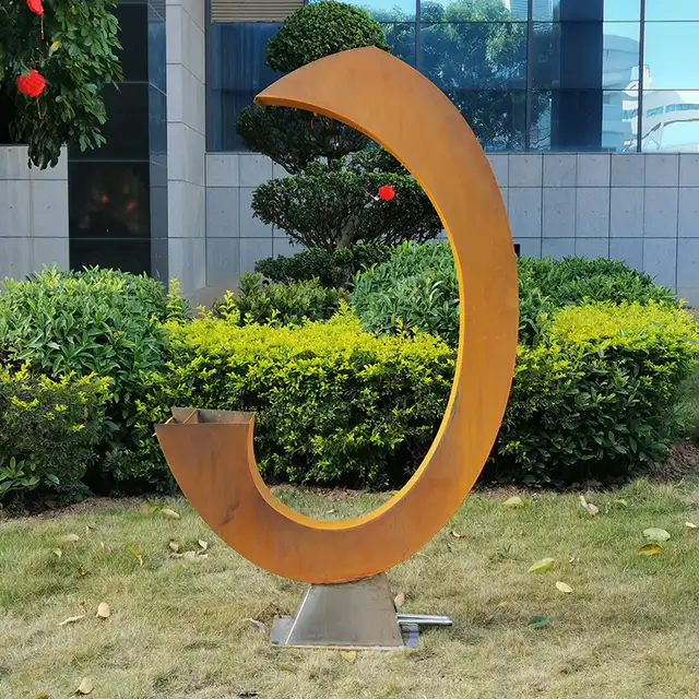 Outdoor decoration Large metal corten steel water fountain sculpture