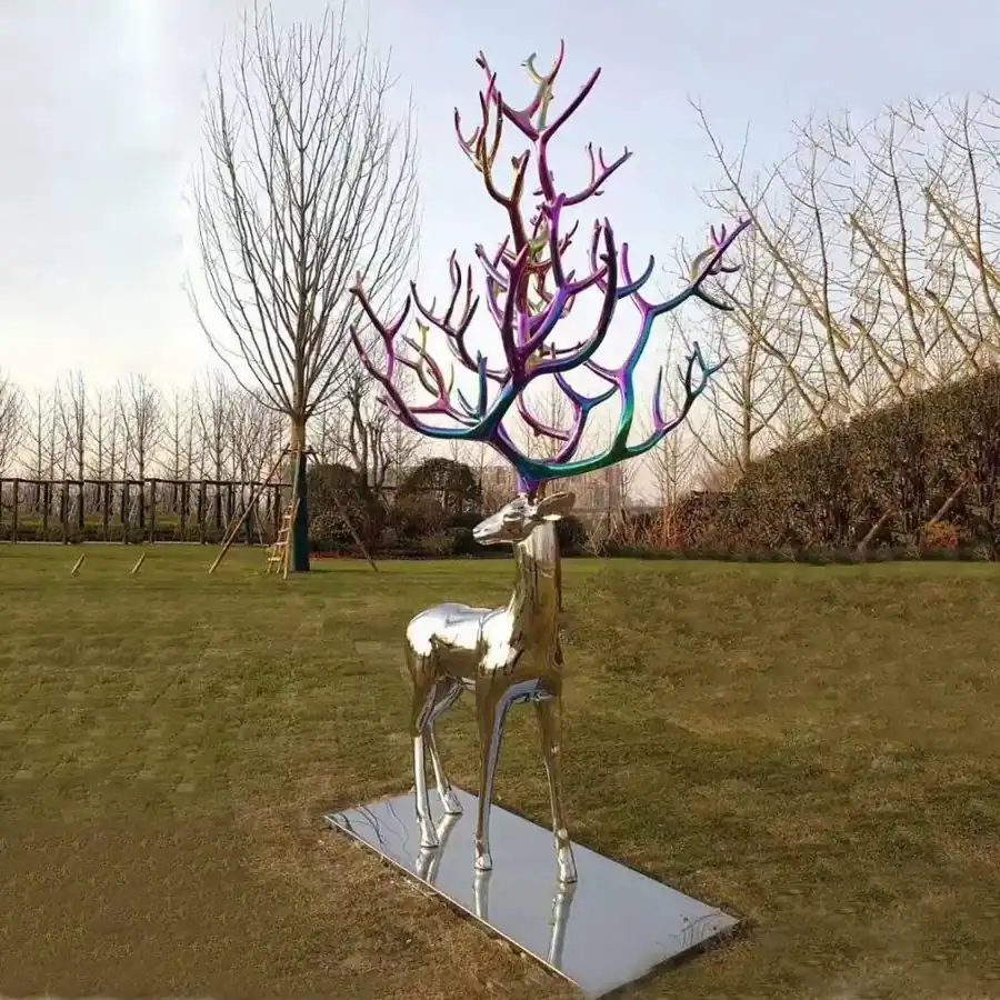 Outdoor Decoration Stainless Steel Moose Sculpture, Stainless Steel Deer Sculpture