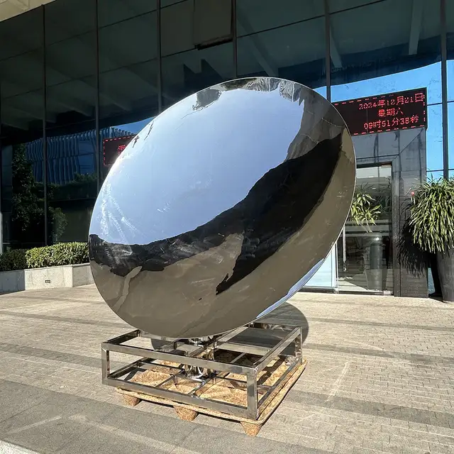 200cm Outdoor decorative art, stainless steel concave mirror sculpture seen from another angle