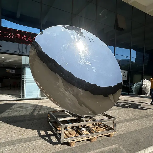 200cm Outdoor decorative art, stainless steel concave mirror sculpture