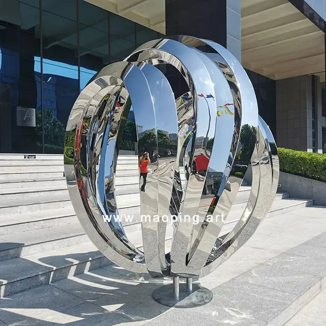 Outdoor design abstract unique luxury courtyard decoration metal sculpture seen from another angle