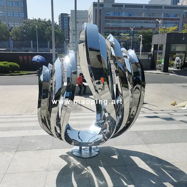 Outdoor design abstract unique luxury courtyard decoration metal sculpture from the side
