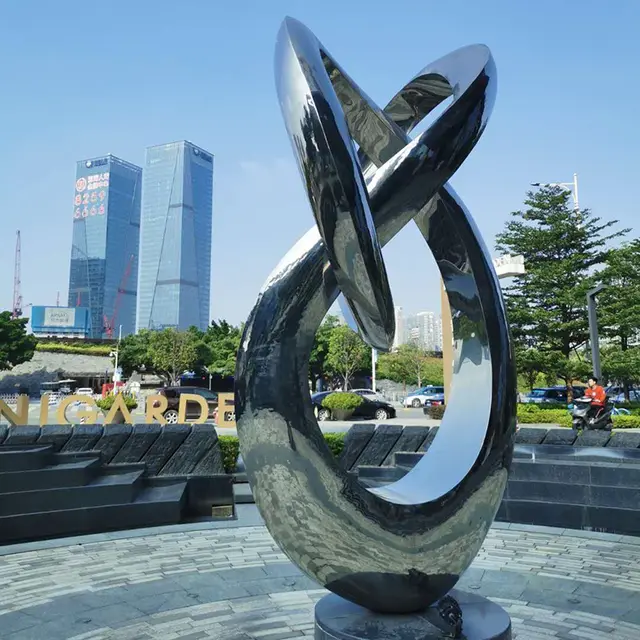 Outdoor design square waterscape stainless steel abstract sculpture