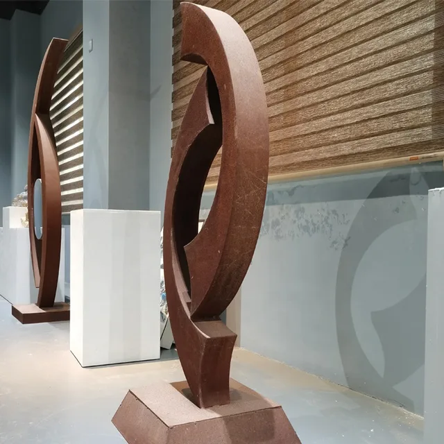 Factory custom modern large art craft corten steel abstract sculpture seen from another angle