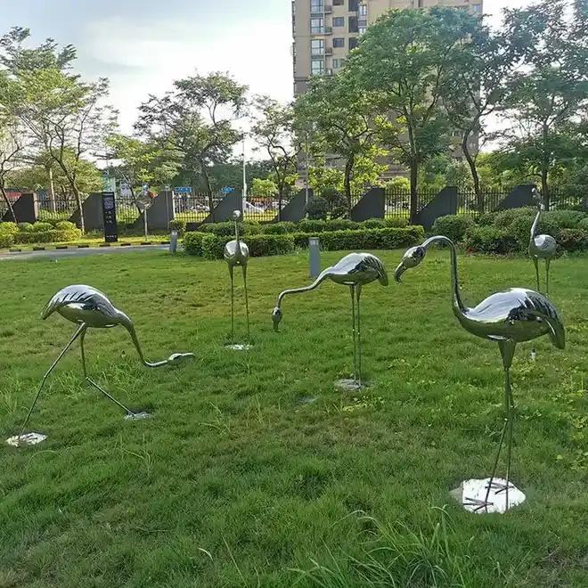 Outdoor garden Courtyard Stainless steel Flamingo sculpture