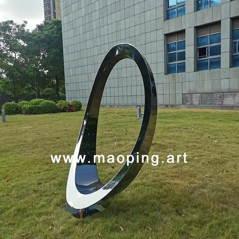 Outdoor garden courtyard Electroplating black titanium Stainless steel ring sculpture