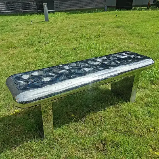 Outdoor garden grassland Courtyard stainless steel stool seen from another angle