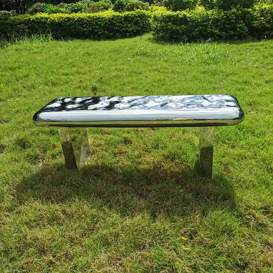 Outdoor garden grassland Courtyard stainless steel stool in close view