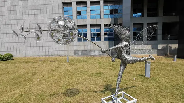 Incredibly Dynamic Steel Wire Fairy Sculptures, Steel Fairy Sculpture in close view
