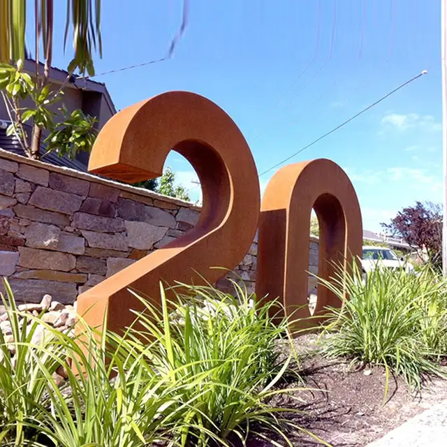 Outdoor Garden Number Design Corten Steel Sculpture For Sale Metal seen from another angle