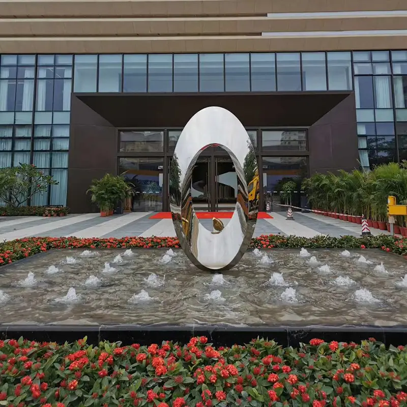 Outdoor garden park pool metal sculpture stainless steel abstract sphere sculpture