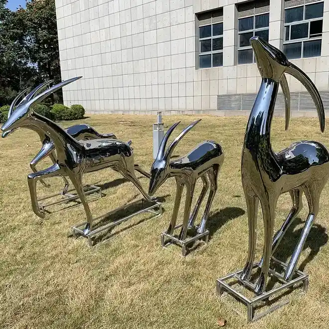 Outdoor park Courtyard Stainless steel deer sculpture
