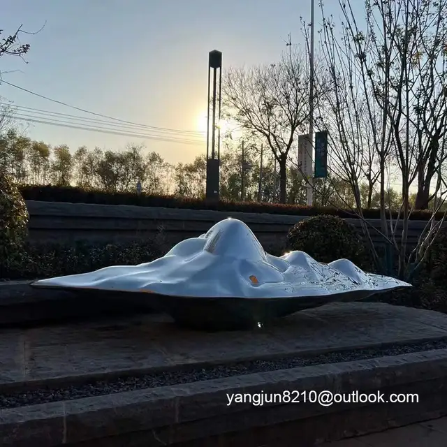 Outdoor park square apartment playground theater landscape design stainless steel mountain sculpture in close view