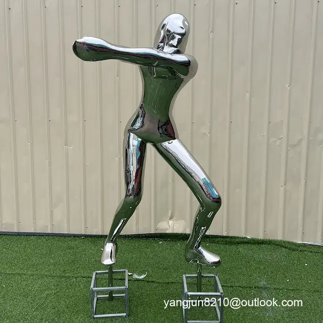 Outdoor park square courtyard beach playground gymnasium stainless steel athlete sculpture seen from another angle