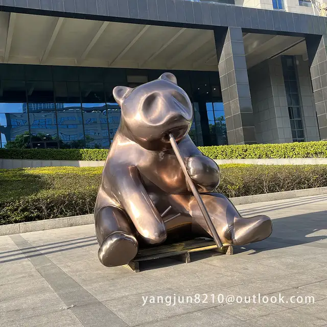 Outdoor Garden Museum School Courtyard Landscape Metal Decoration Art stainless Steel Bear Sculpture