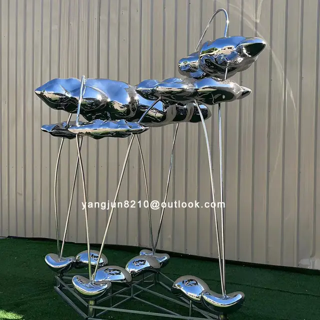 Outdoor park square garden courtyard art stainless steel abstract Cloud sculpture in close view