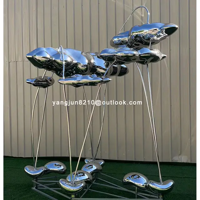 Outdoor park square garden courtyard art stainless steel abstract Cloud sculpture seen from another angle