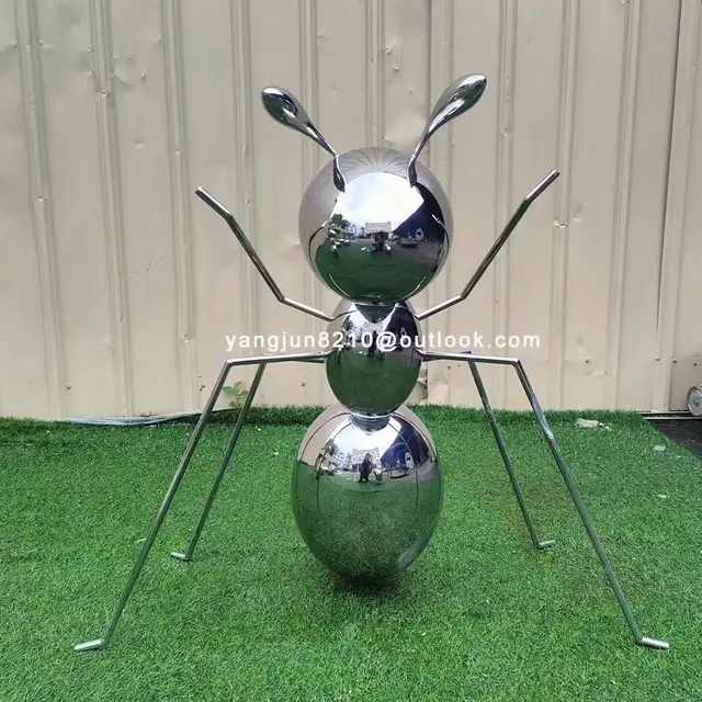 Outdoor plaza park courtyard decorations stainless steel ant sculptures