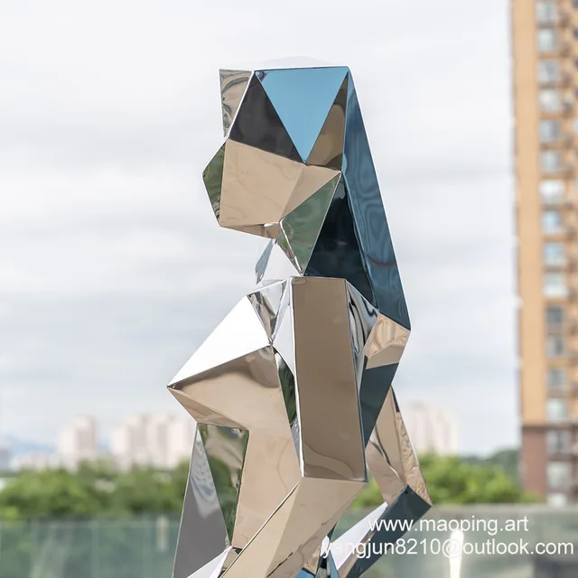 Outdoor plaza, park, museum, gallery, hotel decorative art stainless steel woman sculpture in close view