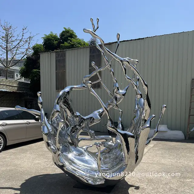 Outdoor Square Beach Landscape Sculpture Design stainless Steel spray Sculpture seen from another angle
