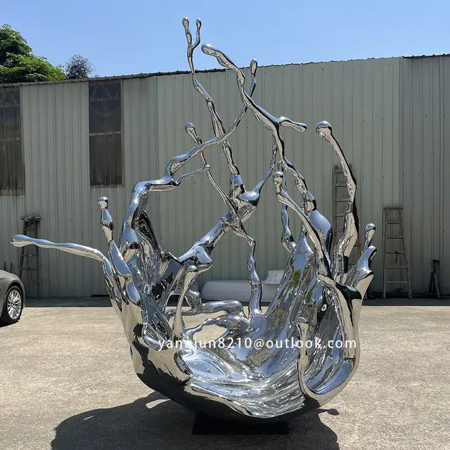 Outdoor Square Beach Landscape Sculpture Design stainless Steel spray Sculpture