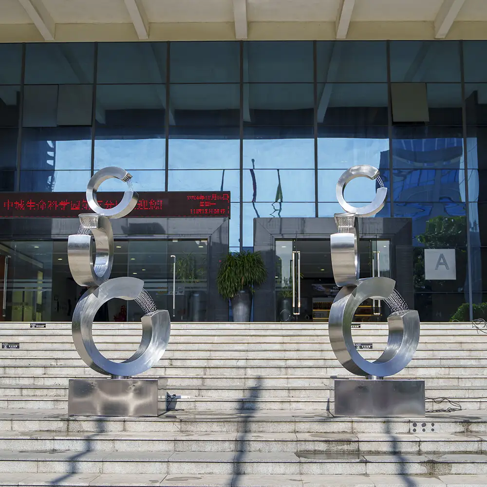 280cm Outdoor square courtyard stainless steel “3C”fountain sculpture
