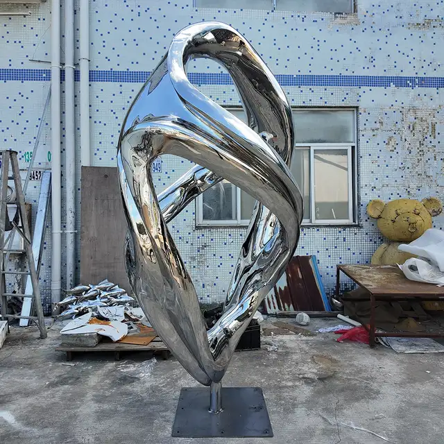 240cm Outdoor square decorative art stainless steel abstract spiral sculpture