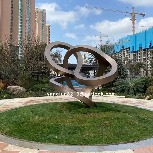 Outdoor square garden courtyard Abstract stainless steel Ring sculpture