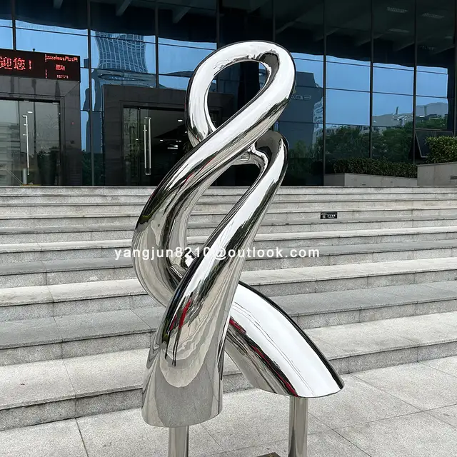 Outdoor square garden courtyard Mirror polishing stainless steel Polymer sculpture
