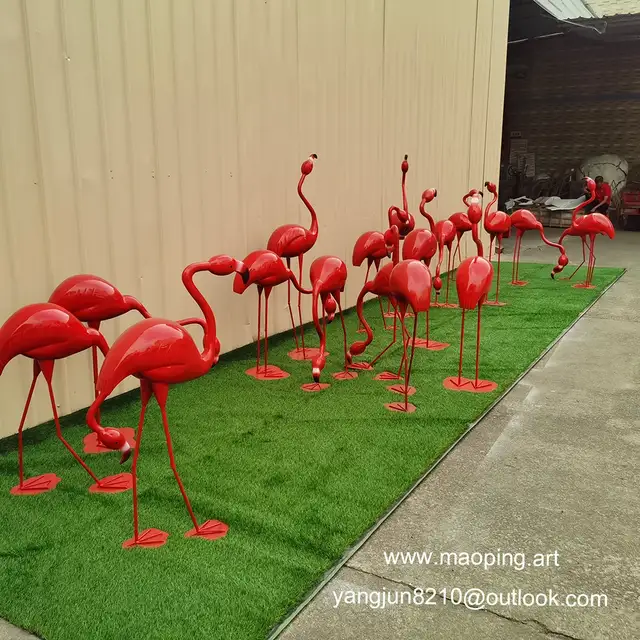 Outdoor Square Garden Museum Art Museum Cinema Theatre Concert Art stainless Steel Flamingo Sculpture seen from another 