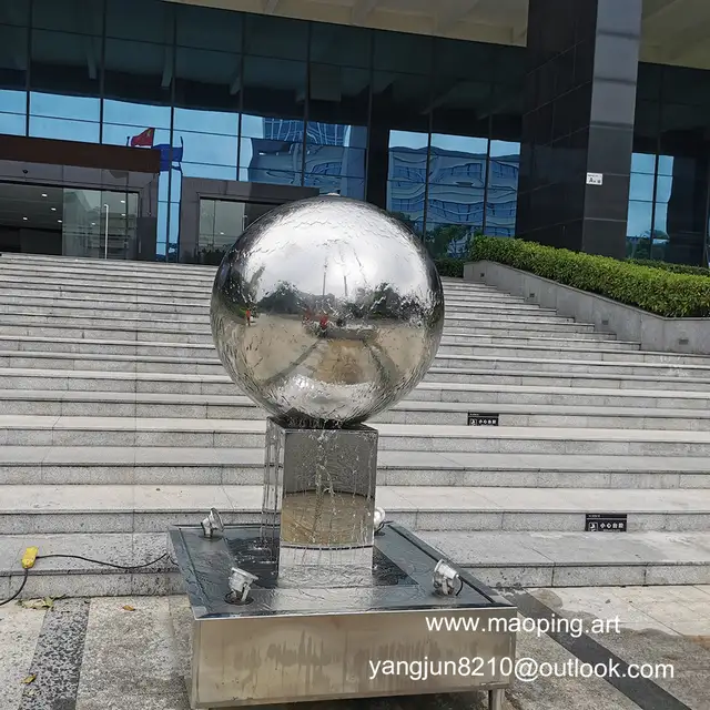Outdoor Square Garden Playground Museum Cinema Theater Airport Art Mirror stainless Steel Ball Fountain Sculpture seen f