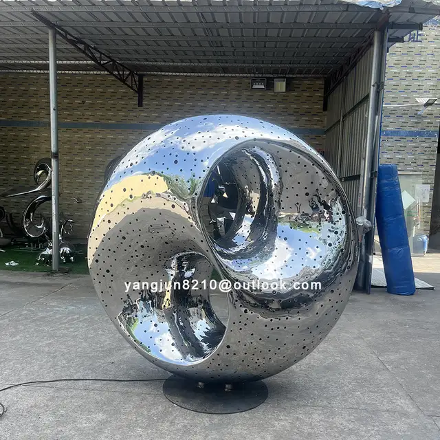 Outdoor square park courtyard pool decoration works of art stainless steel ring sculpture