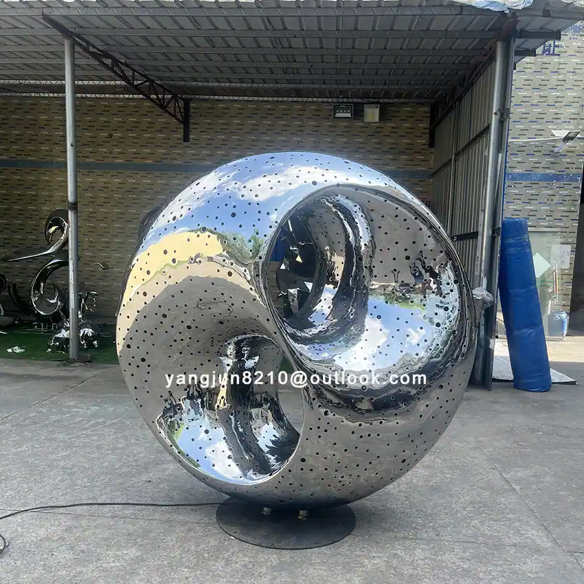 Outdoor square park courtyard pool decoration works of art stainless steel ring sculpture