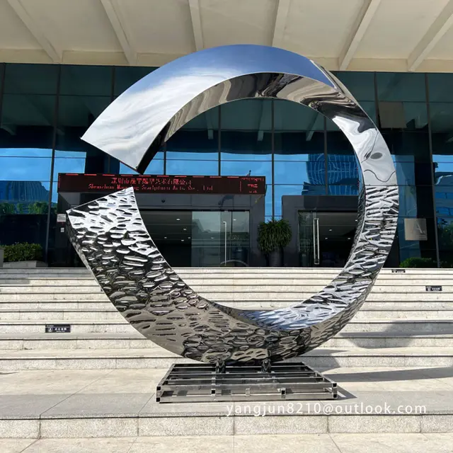 Outdoor square park library school airport theater art stainless steel “C”sculpture
