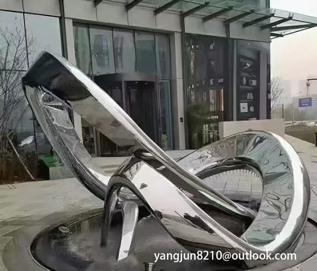 Outdoor square park playground museum architectural landscape artwork stainless steel ribbon water curtain sculpture see